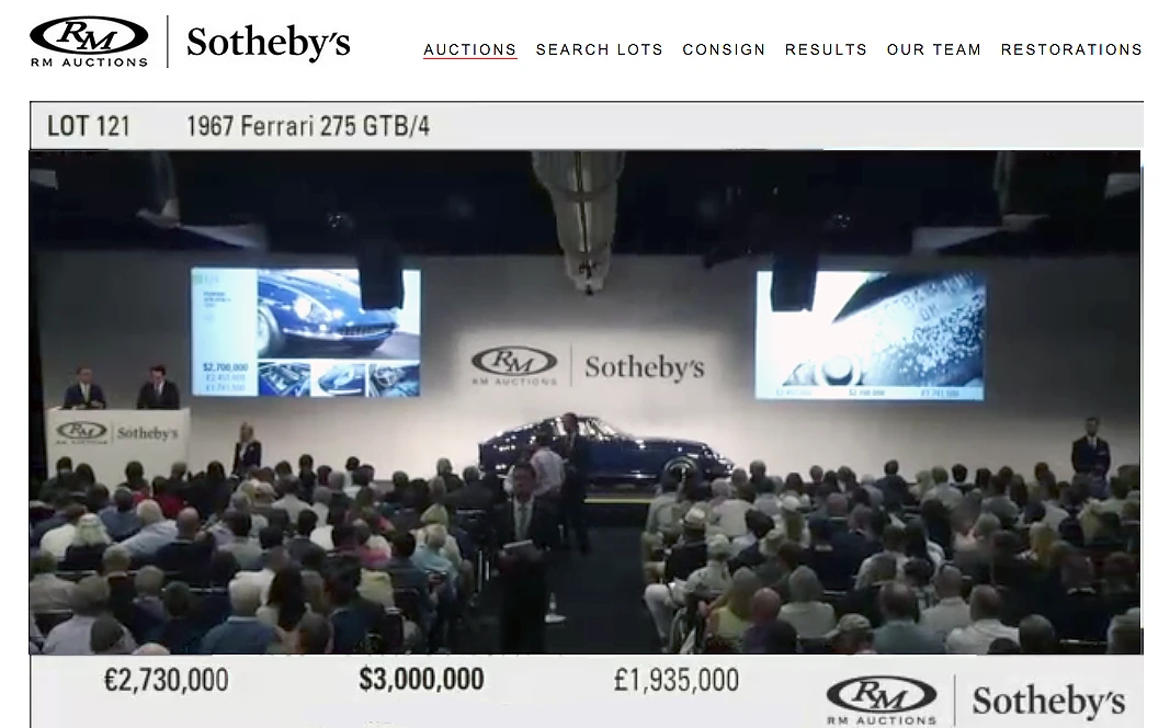 This 1967 Ferrari 275 GTB/4 sold for $3,300,000