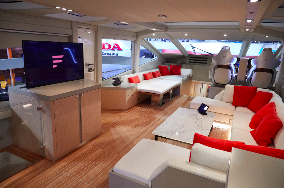Inside the main cabin area of the Furrion Adonis