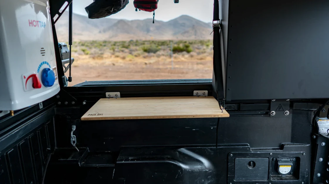 The Packout table mounts inside or out