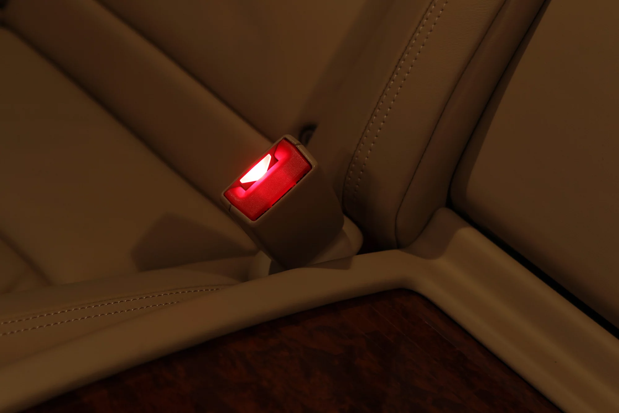 Mercedes' active seat-belt buckle illuminates when the rear door is opened