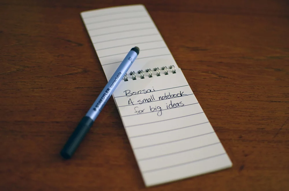 The Bonsai Leaf is the smallest of the Writerase notebooks