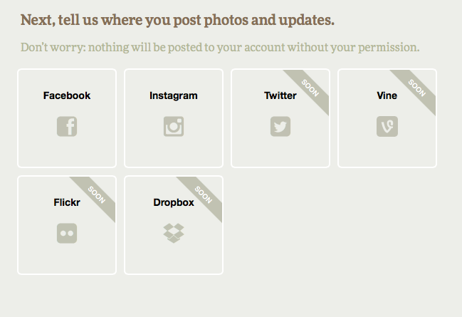 To get started, one simply signs up to the Kidpost service and links the desired Facebook or Instagram account (you can also add your partner's account)
