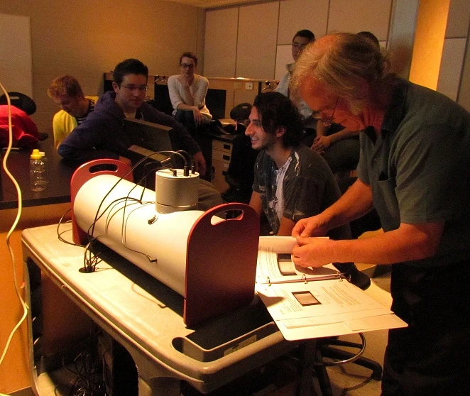 DeskCAT is a miniature visible-light CT scanner, designed for use in medical school classrooms
