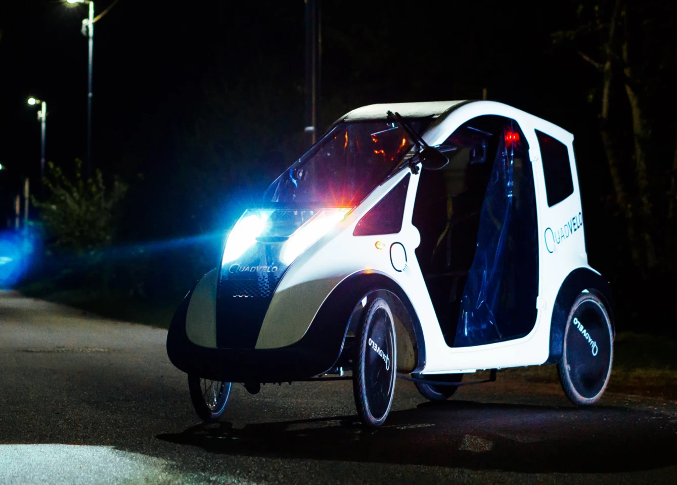 A full lighting system is standard on the Quadvelo