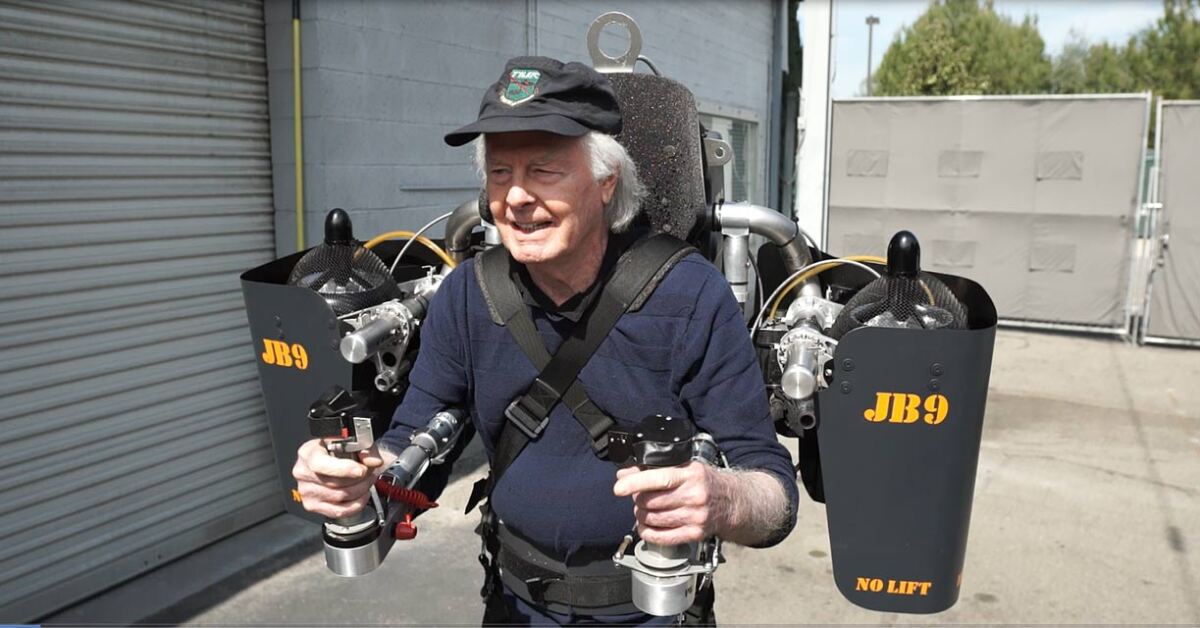 Nelson Tyler models the JB-9 jetpack
