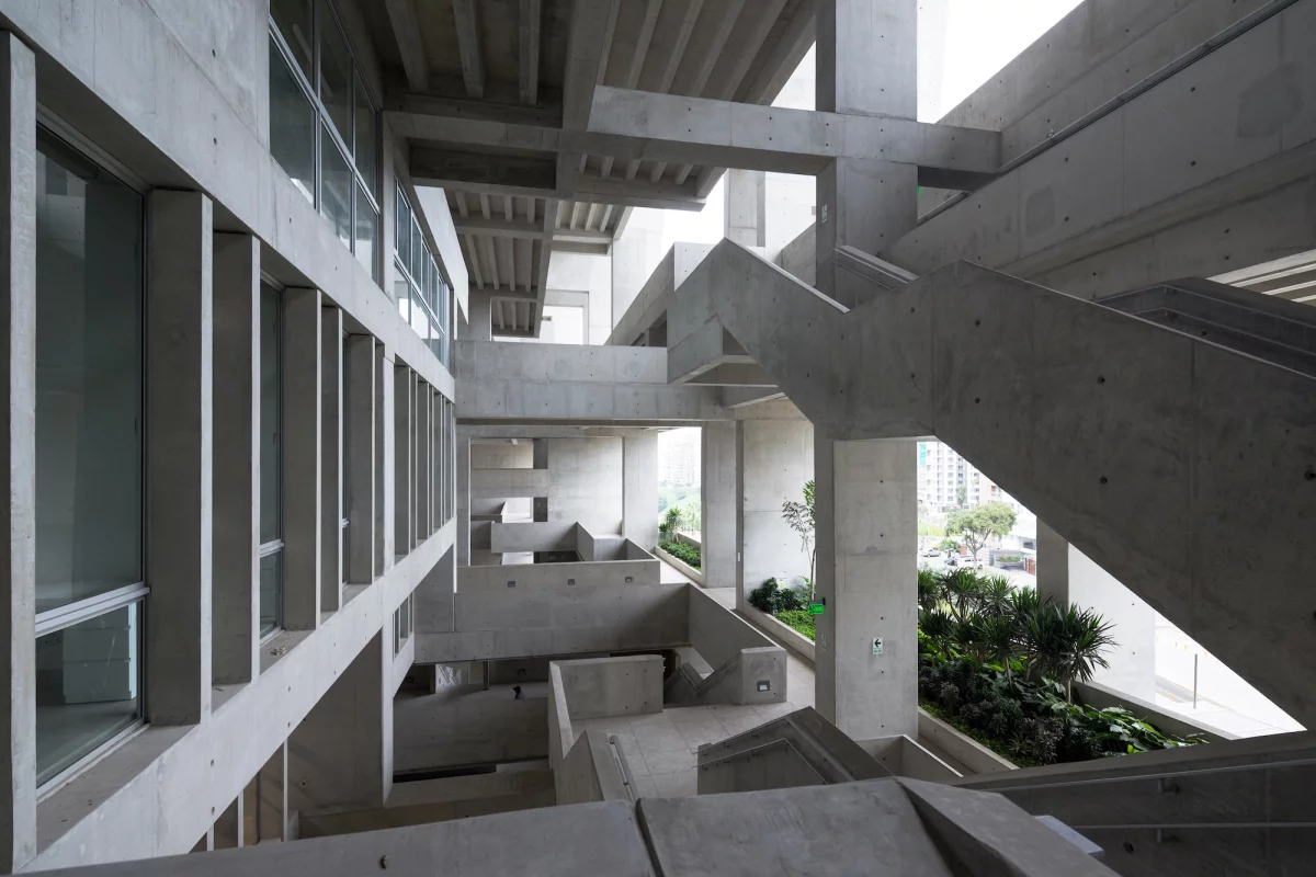 University Campus UTEC Lima's criss-crossing forms create shaded nooks for students to relax