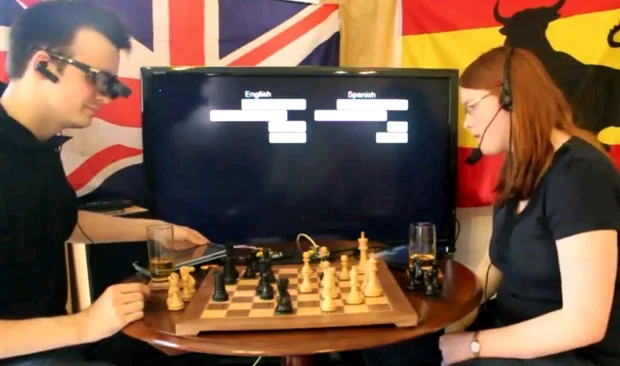 British computer programmer Will Powell has created a prototype real-time translation system that displays subtitles for the interlocutor's speech in a language of choice (Image: Will Powell)
