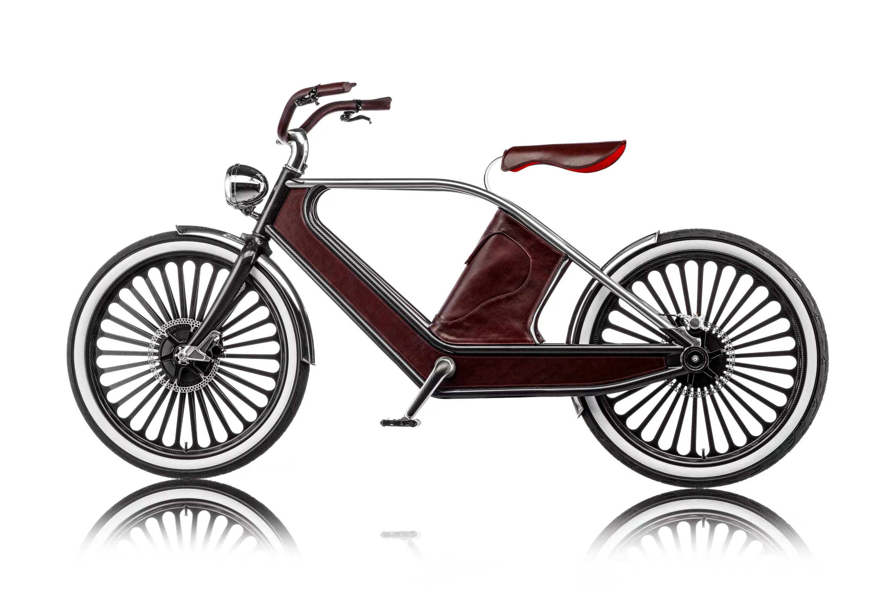The battery charger and cable are stored on-board, and a full charge takes four hours