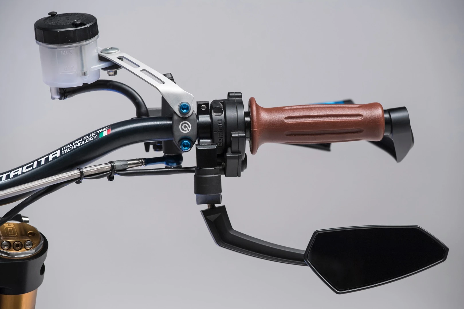 Aero E-Racer: right handgrip with underslung mirrors