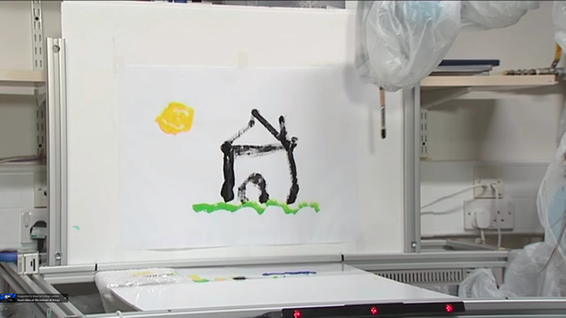 The work of art created by a robotic arm controlled entirely by a person's eye movement