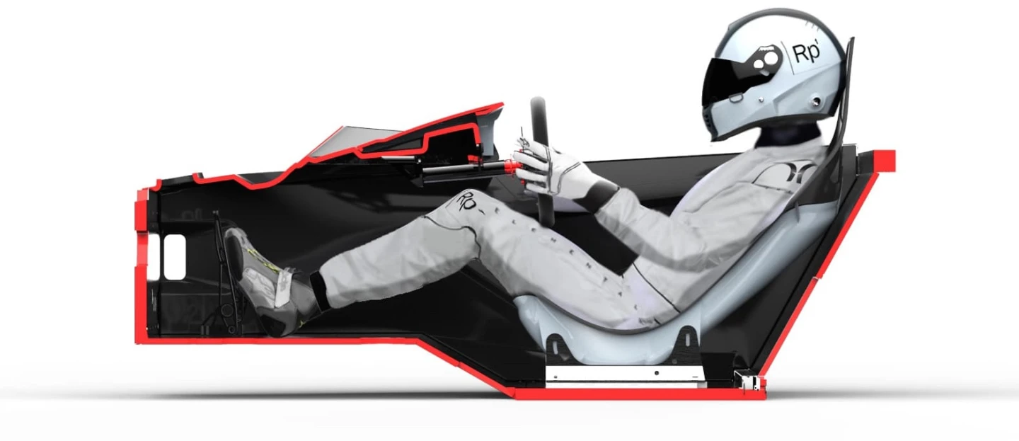 The feet-up driving position helps in the construction of underbody aerodynamics
