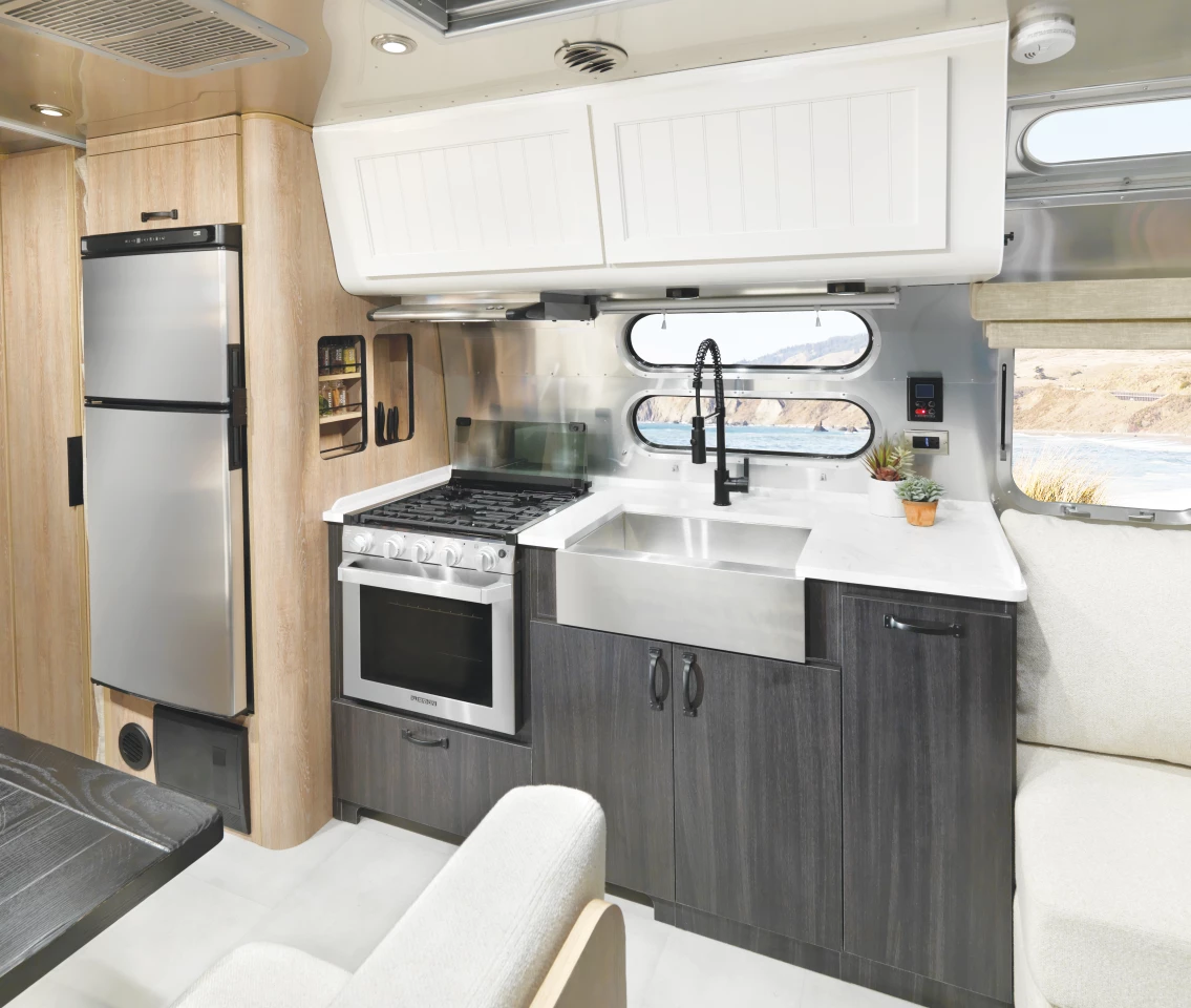 Along with its new additions, the kitchen includes a three-burner stove and oven and 227-L fridge