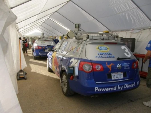 Inside Stanfor'd tent - note another borrowing from track racing - a second identical car "just in case"