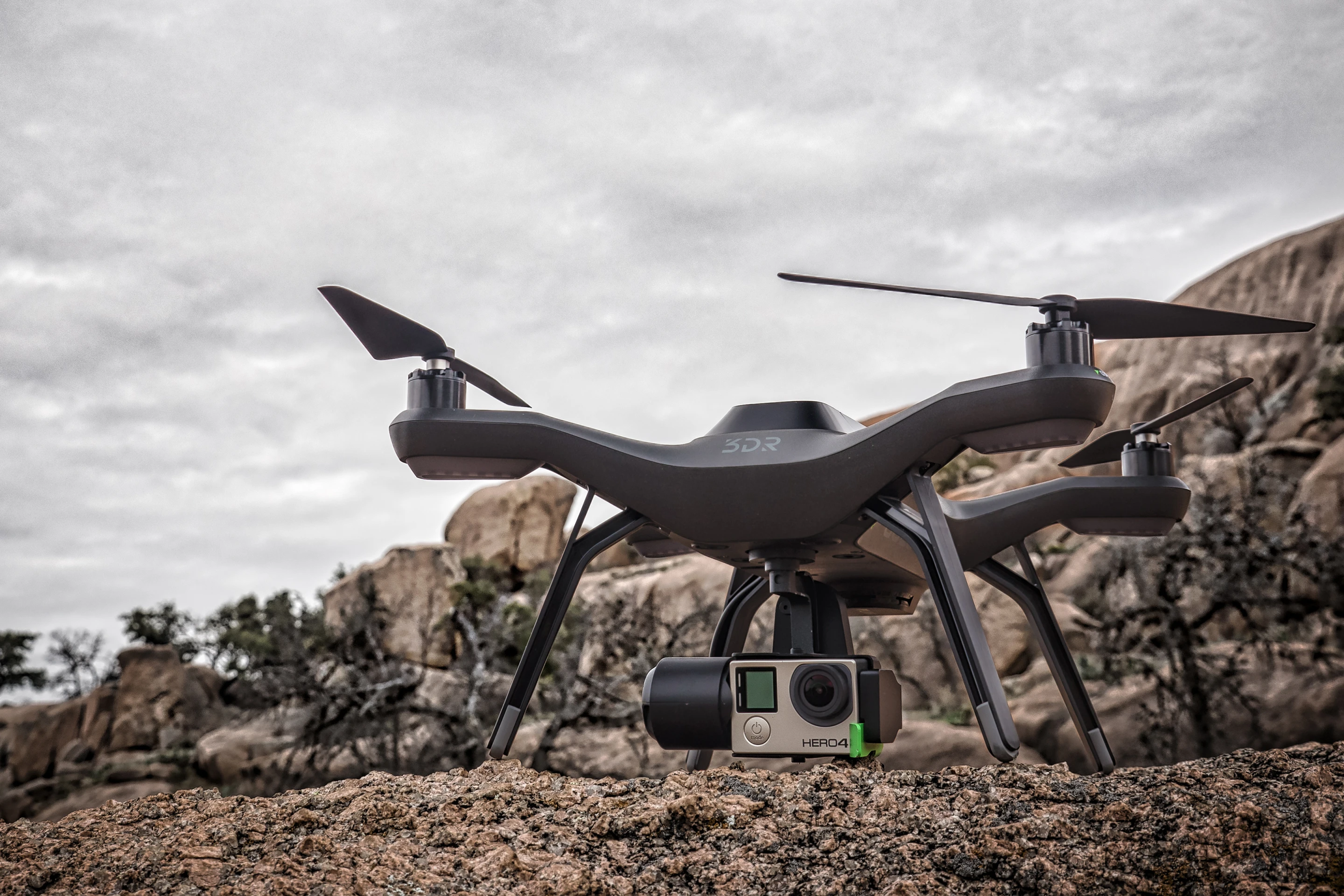 3DR has integrated the Hero4 and Hero3+ action cameras into their control software for the Solo
