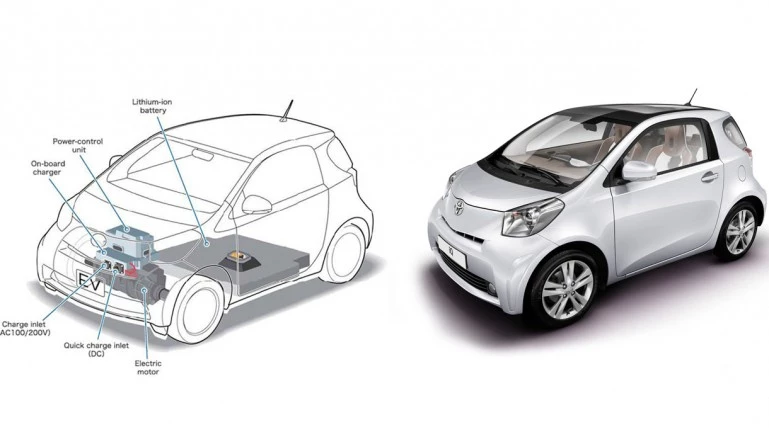 The layout of the electric iQ as shown in Geneva earlier this year, plus the existing gas-powered iQ.