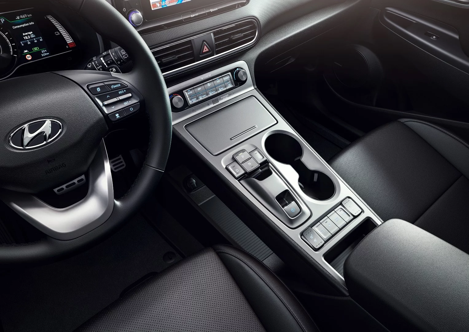 View from the Kona Electric's driver's seat