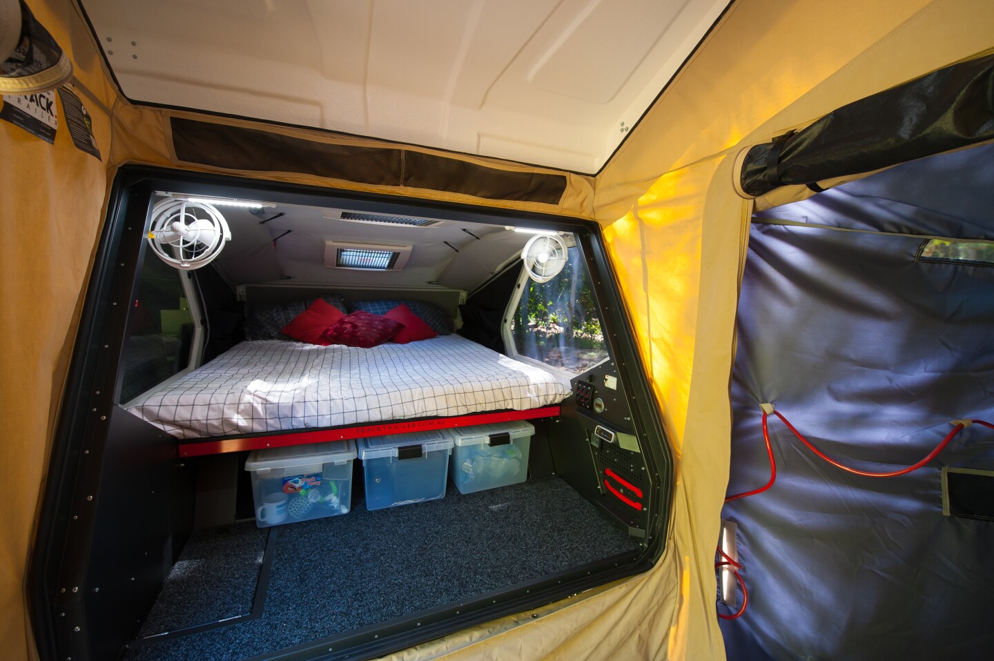 Inside Tvan's trailer seen from the annex