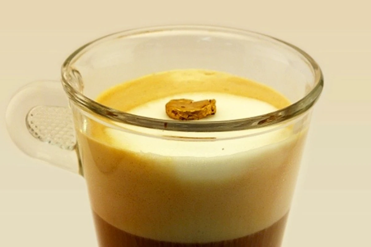 A piece of the gold foam is light enough to float atop milk froth