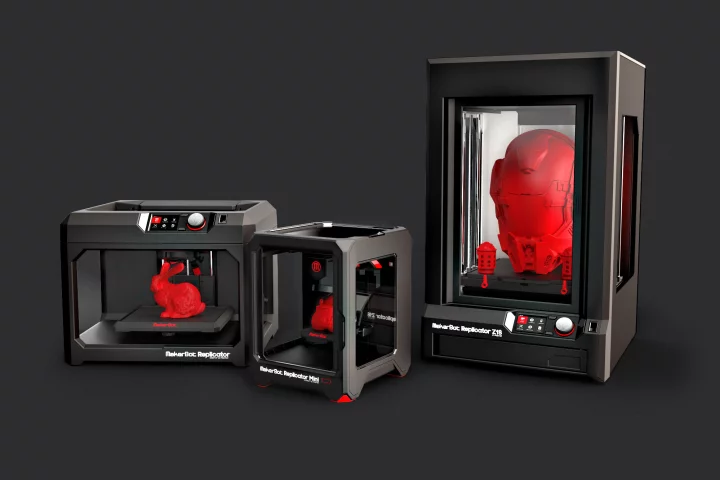 The MakerBot Replicator, the Mini, and the Z18 (left to right)