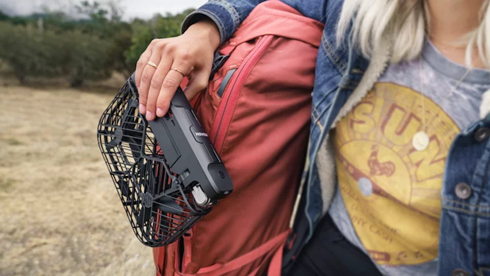 The Hover 2 folds in half for easy storage and transport, with carbon fiber cages protecting the props