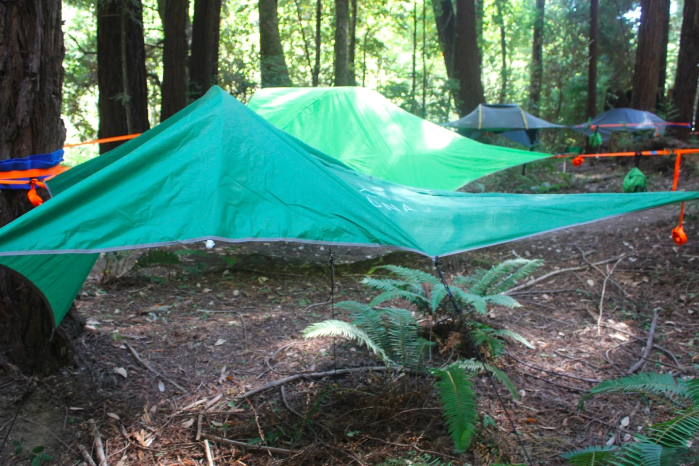 The UNA was already set up for us, so we didn't have to try our hand at securing it to the trees, a good thing as we arrived late after a long ride and a few re-routes