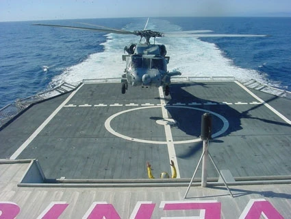 helicopter landings canbe achieved with craft speedsof 36 knots with 57 knotsapparent wind speed