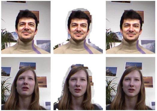 Software being developed at ETH Zurich isolates the foreground image and tilts the face to bring eye contact to video calling