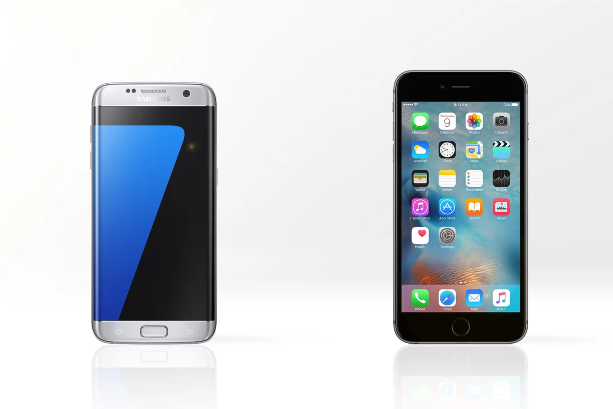 Gizmag compares the features and specs of the Galaxy S7 edge (left) and iPhone 6s Plus