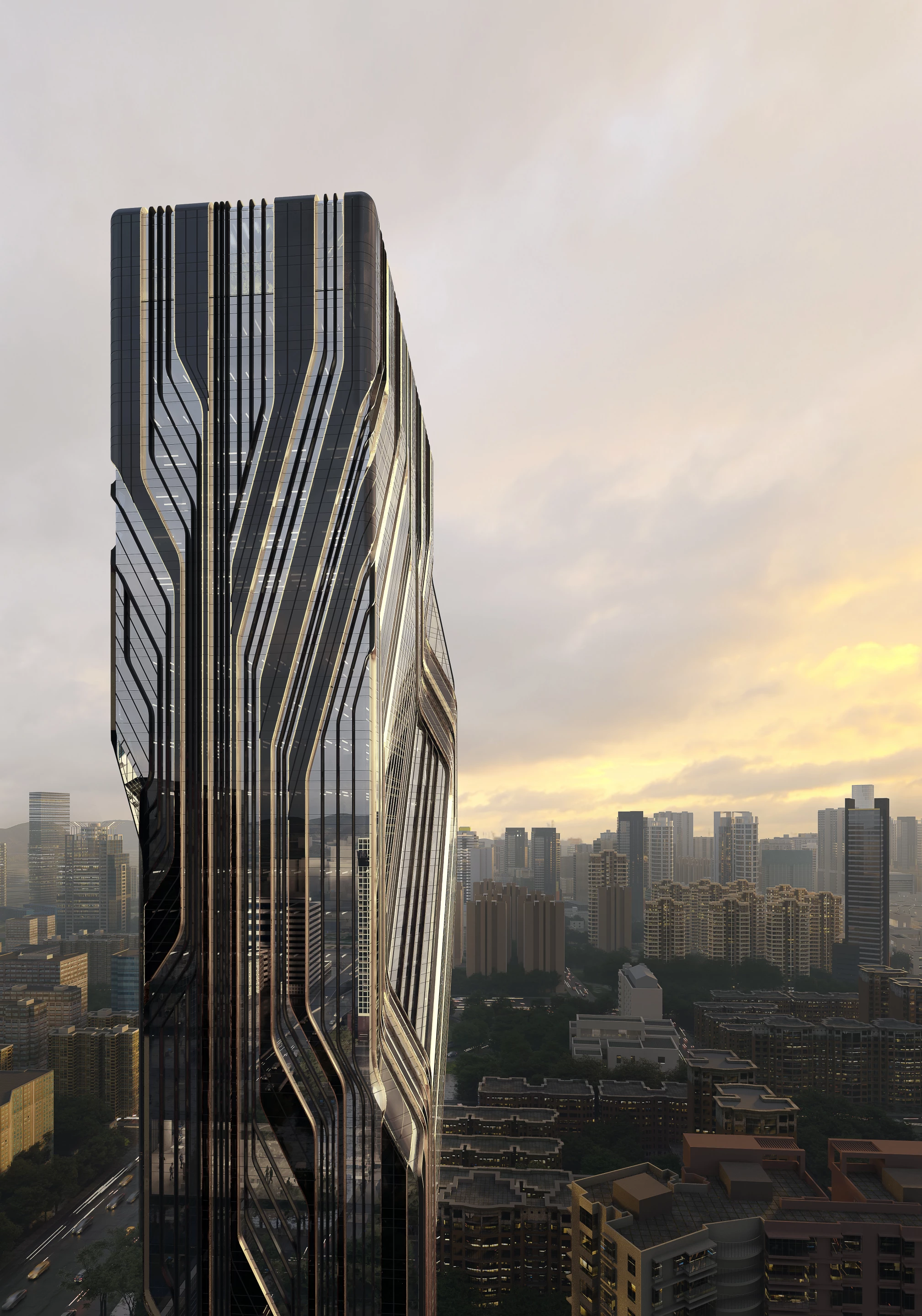 The Shenzhen Institute of Financial Technology is an eye-catching skyscraper by Zaha Hadid Architects that's currently under construction in China