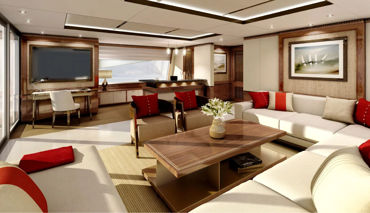 The Azimut Grande 140 Trideck interior
