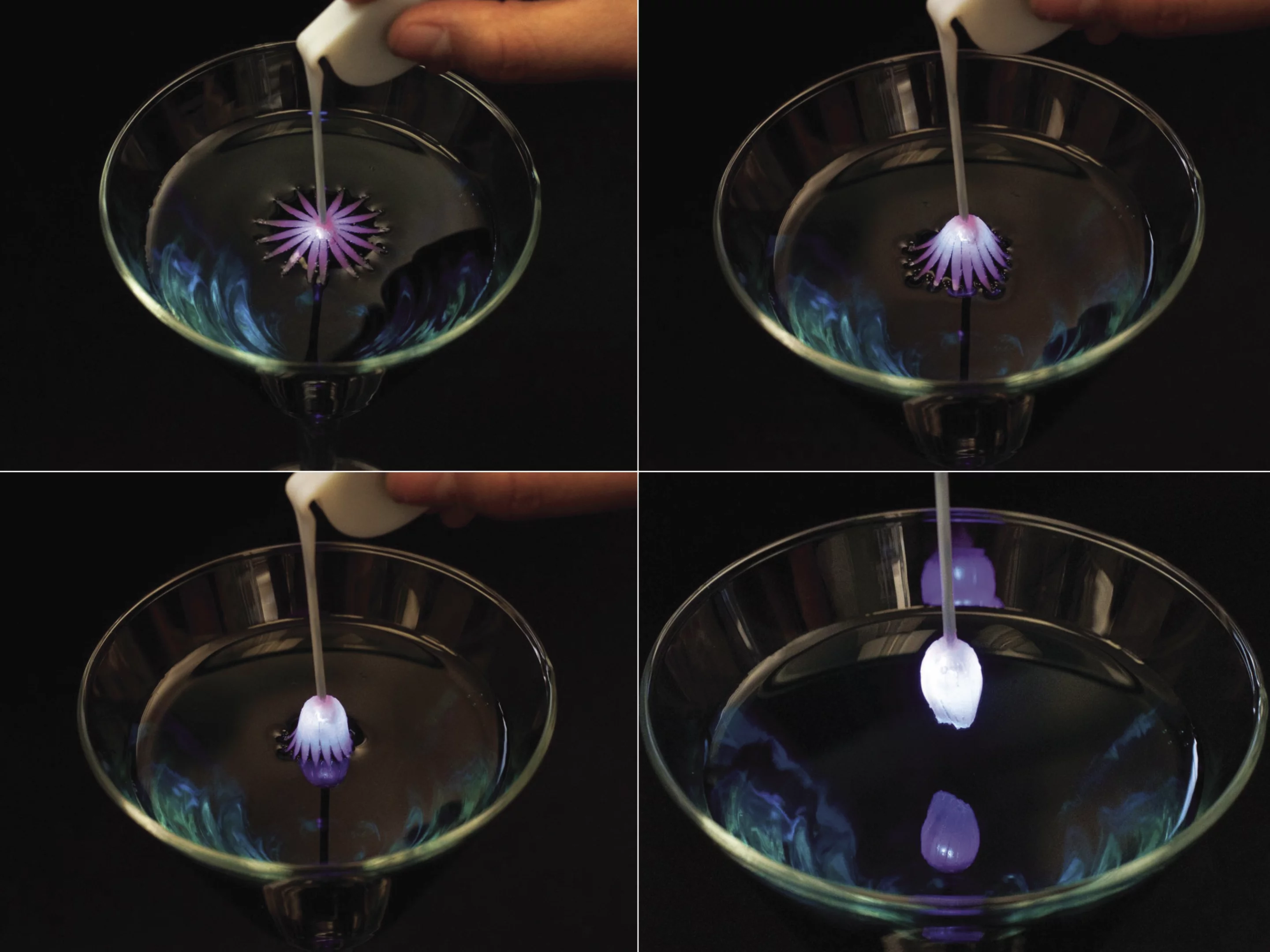 Floral pipettes with an LED in the center dispense alcohol with Mother Nature's style (Photo: Nick Wiltse)