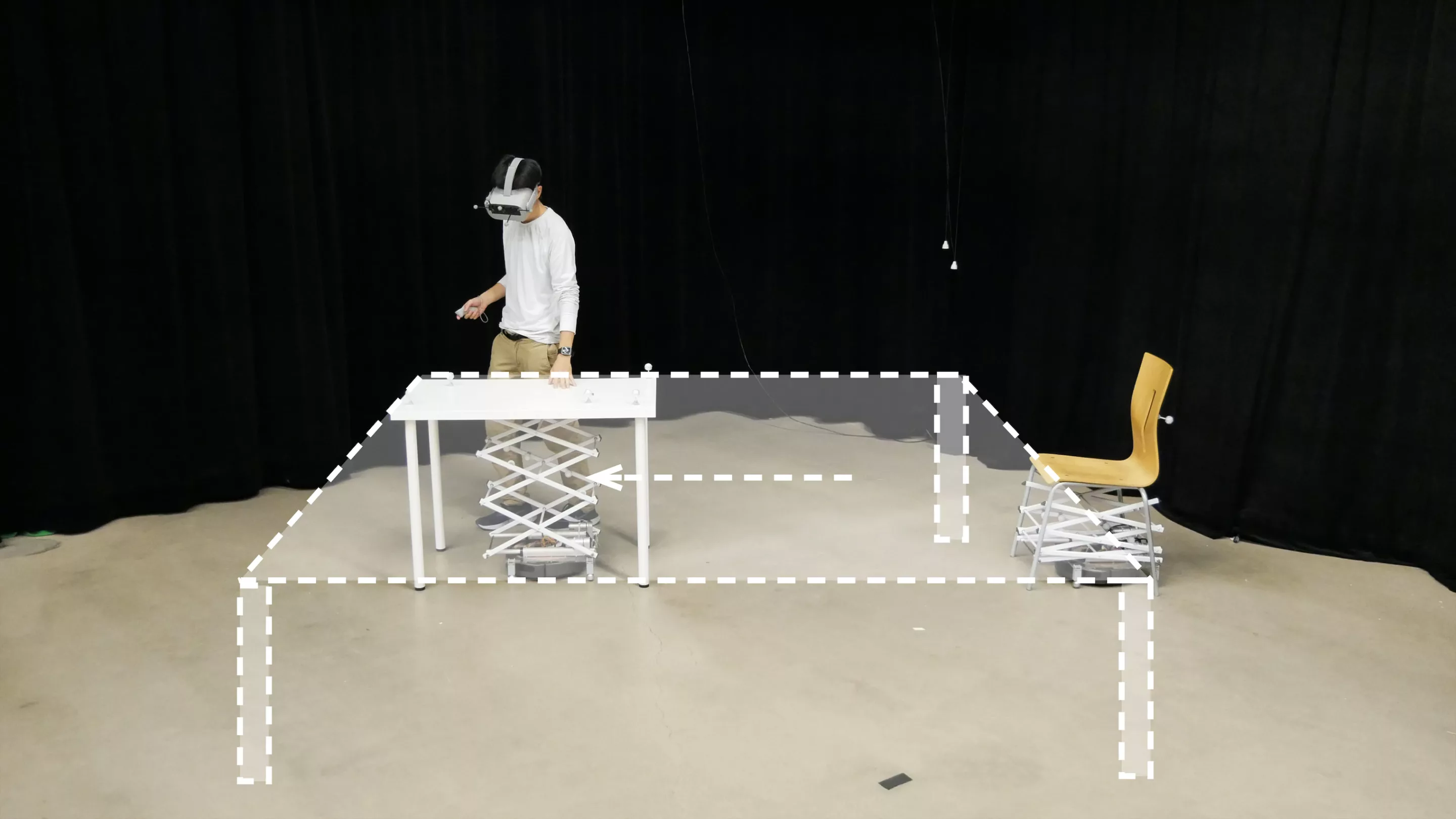 RoomShift can simulate large objects by moving smaller ones around to follow a user
