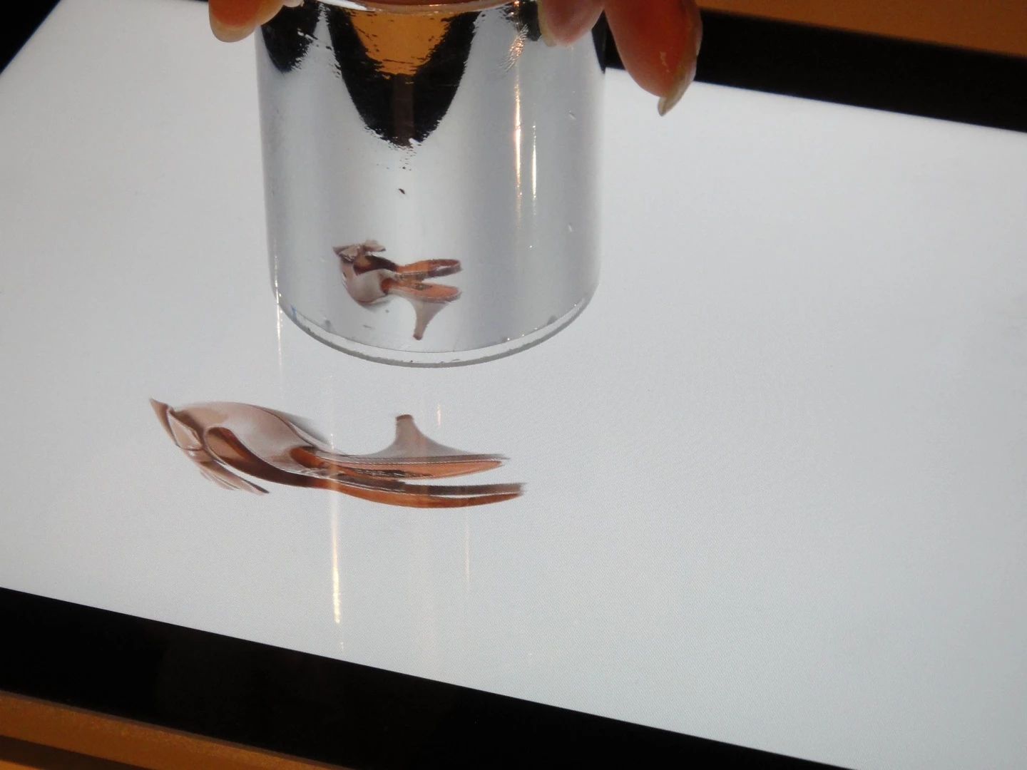 iPad anamorphicon with 3D display device (Photo: DigInfo)