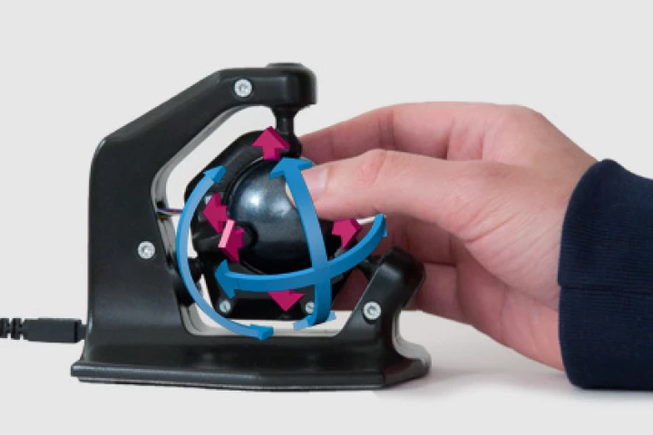 The 3D-Spheric-Mouse from axsotic offers digital artists one-handed, high resolution manipulation of objects in a 3D workspace