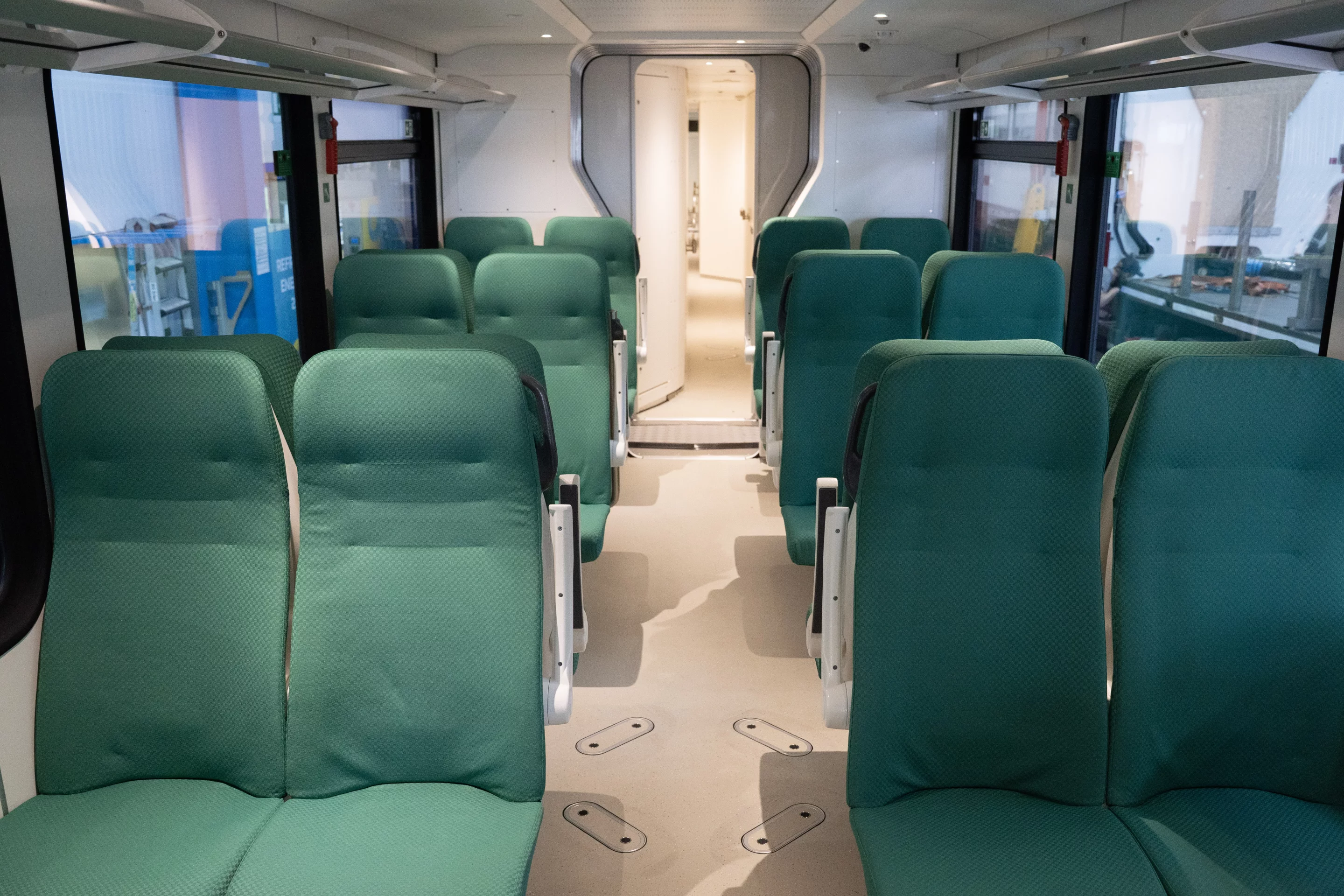 Solar panels power electrolysis to produce the hydrogen that drives the train.