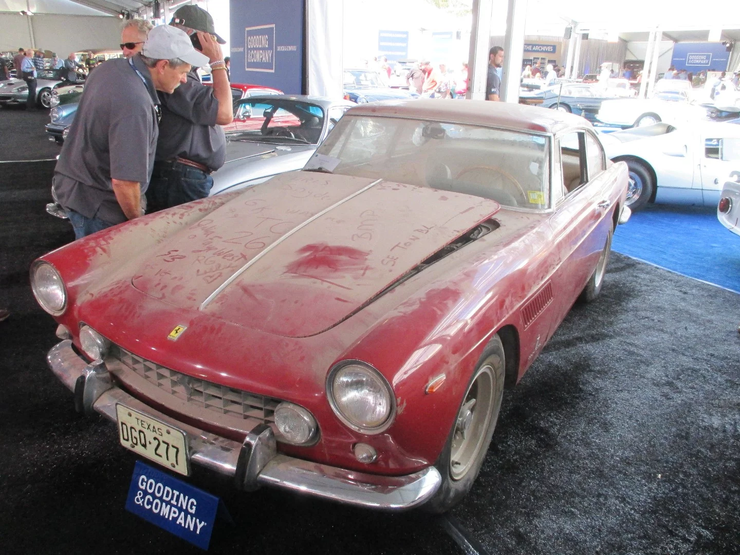 1962 Ferrari GTE at Gooding Sale. A guy was asked to NOT touch it - "We're trying to keep it dirty"