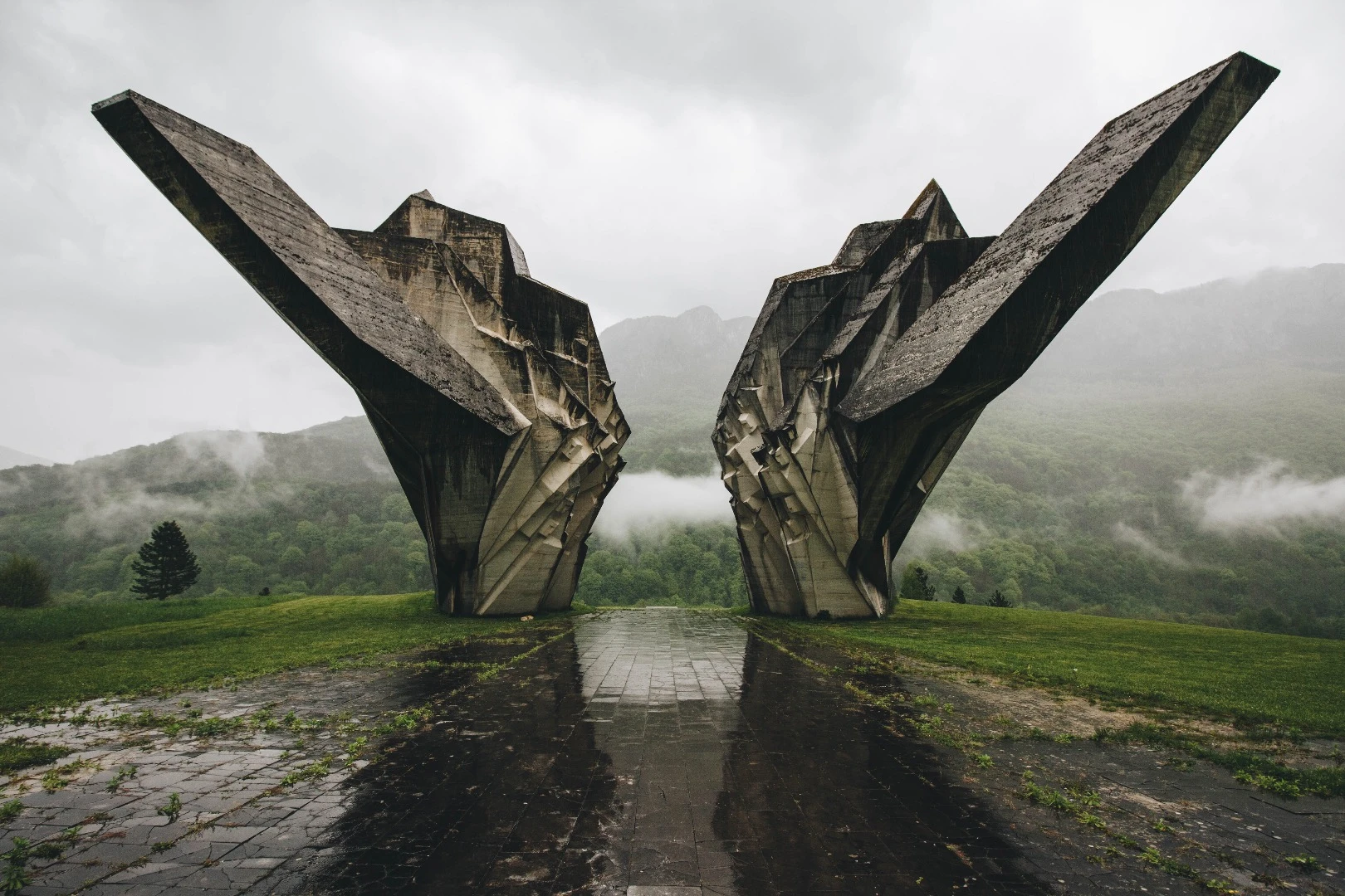 Spomenik Tjentiste in Bosnia and Herzegovina is the monument of the second world war. The photo was taken during a journey in May 2017 on the territory of the former Yugoslavia