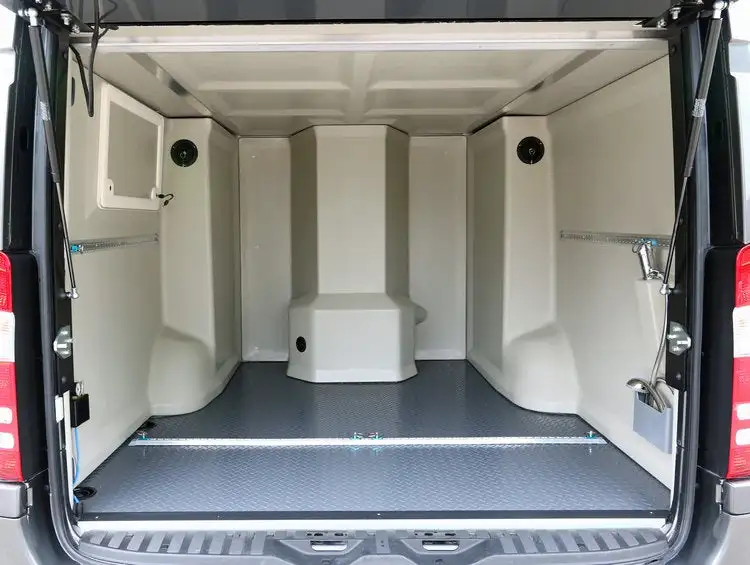 Inside the under-bed garage of the RP Rebel Sporthome