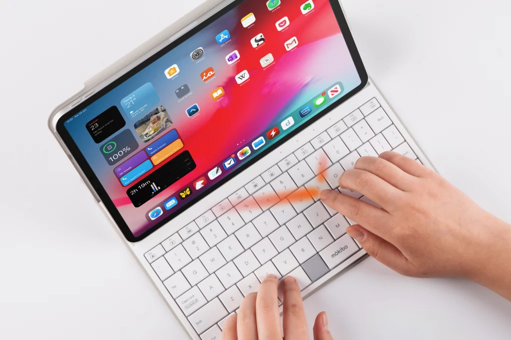 The middle section of the the Fusion Keyboard 2.0 can be used for both typing and trackpad functions