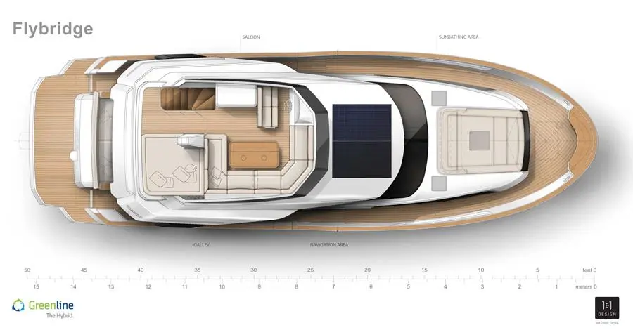 Top deck plan of the Greenline 48