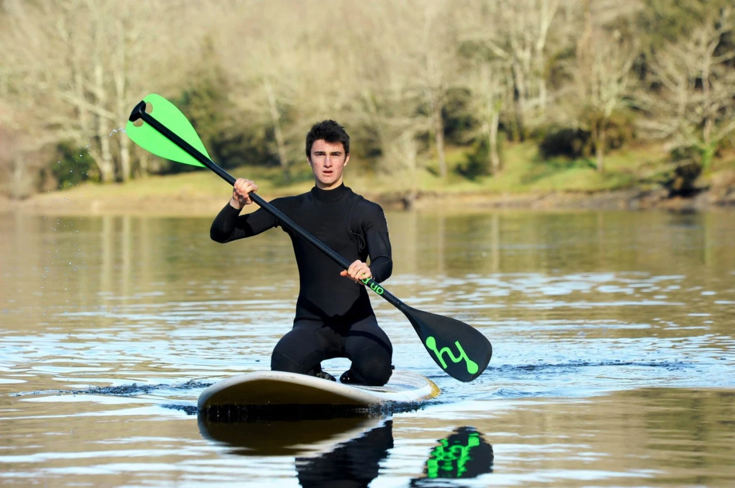 Kneeling and paddling with the Hold Up paddle