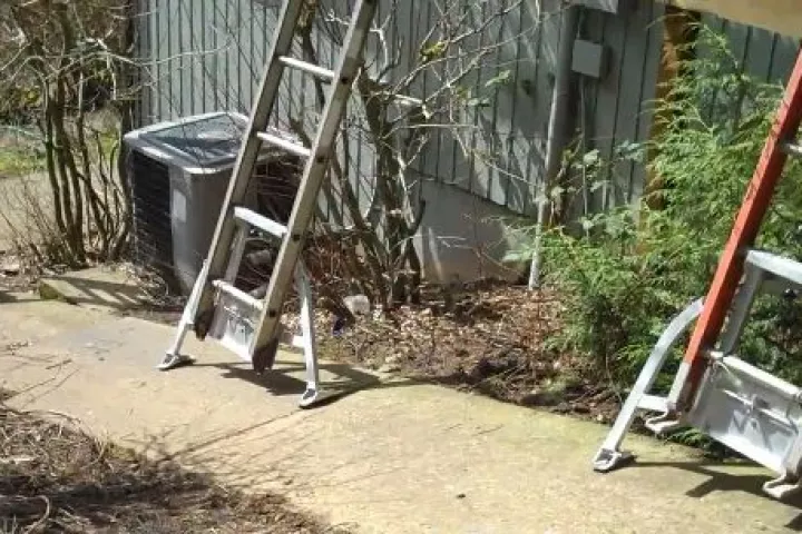 The Thor-Stand is a leveling device that allows ladders to be safely used on sloping ground