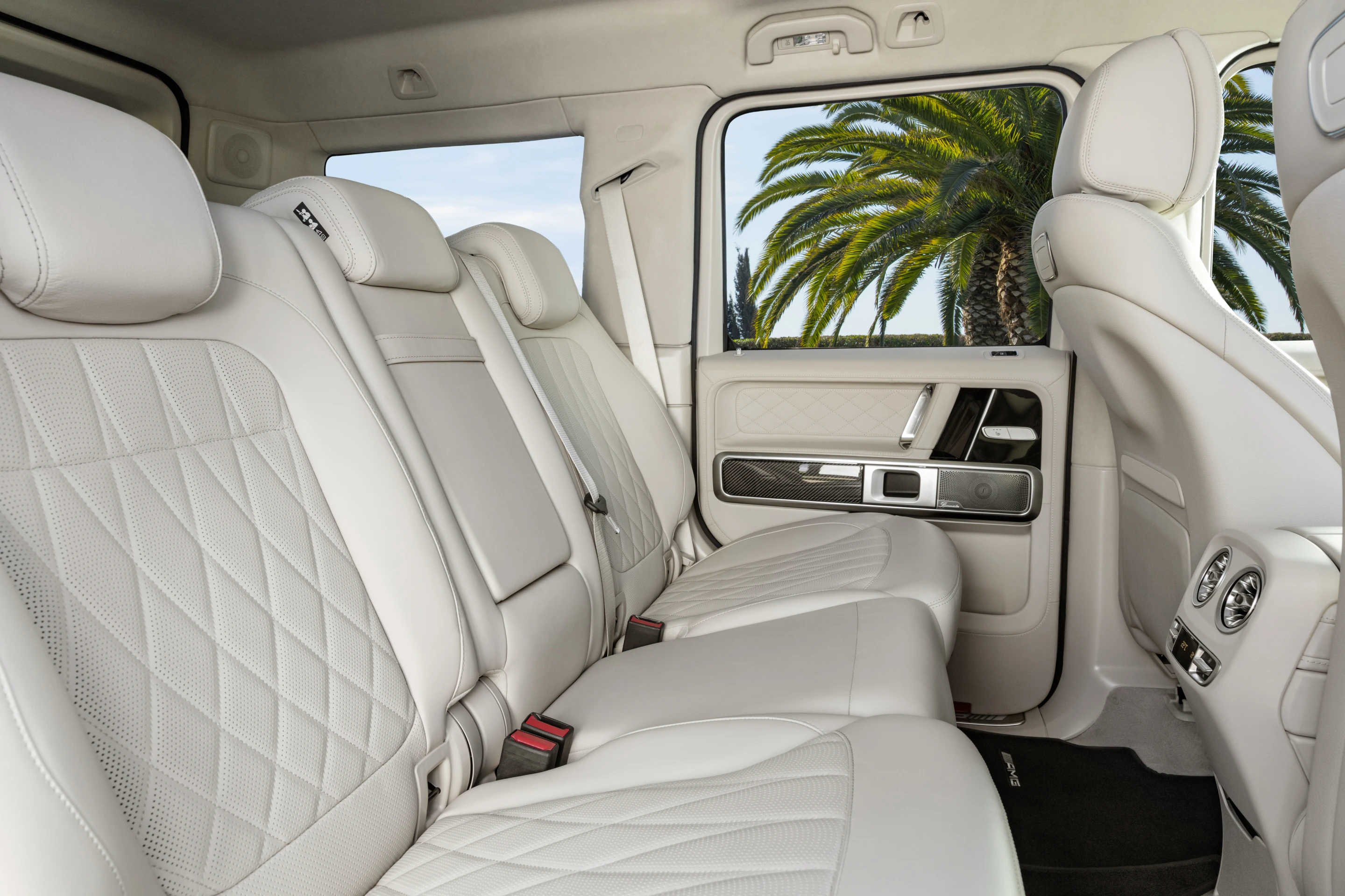The back seat of the AMG G 63 seats three across easily
