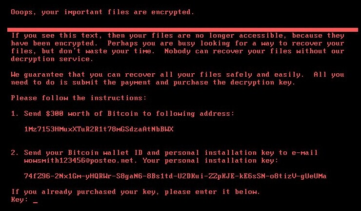 The ransom screen from this new outbreak