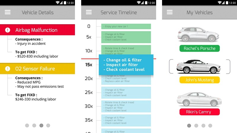 The Fixd app provides information about issues, reminders for maintenance and multi-car support
