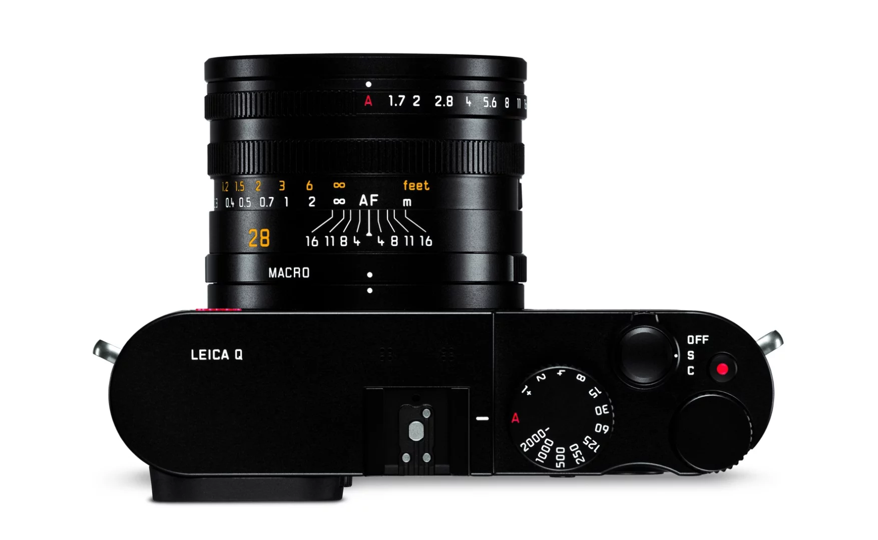 Leica Q: manual aperture ring and shutter speed selector dial.