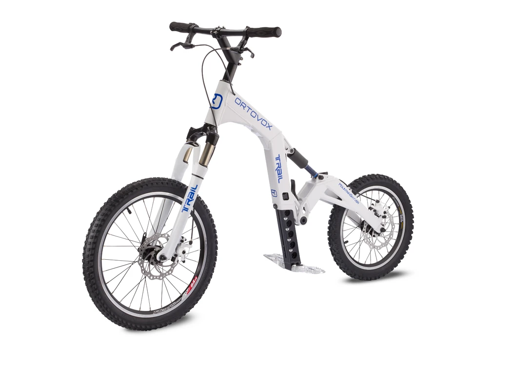 The Mountainskyver TRAIL is a folding downhill scooter that can be packed to the top of a mountain, then assembled and ridden back down