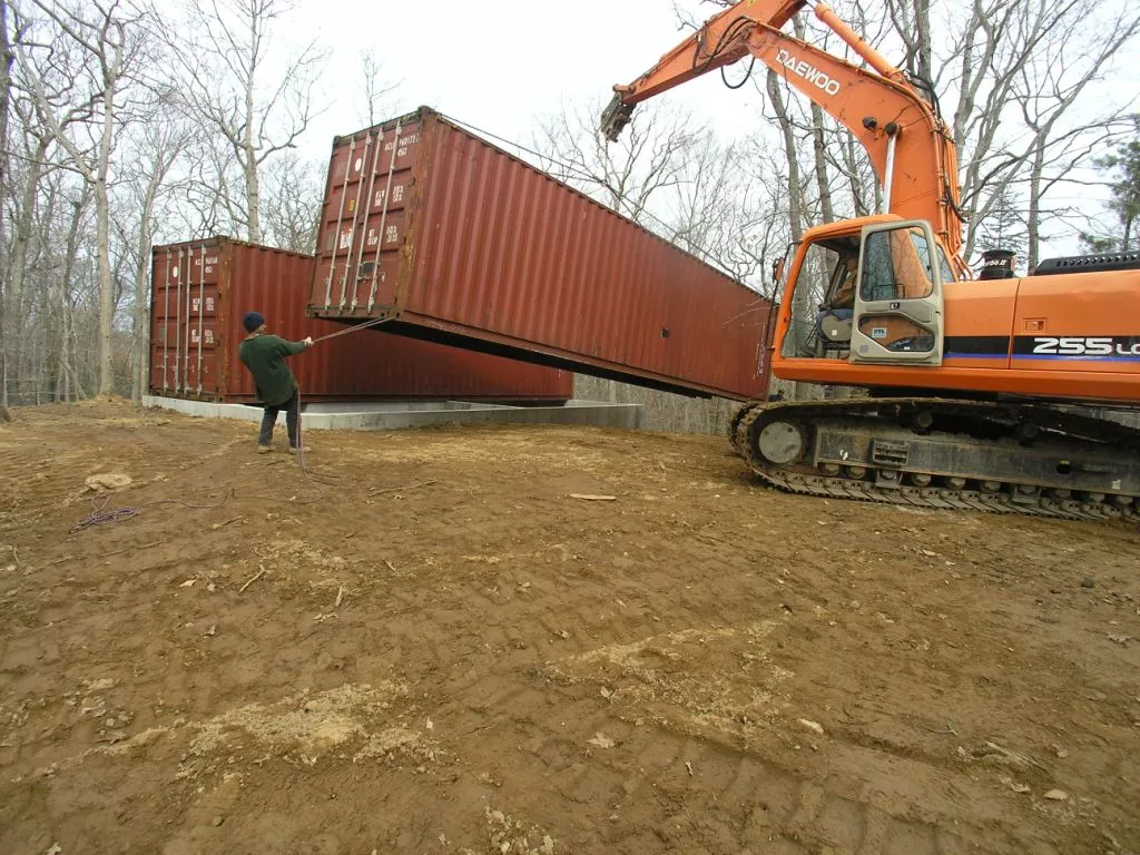 Insta House is created from four recycled shipping containers (two on top of two)