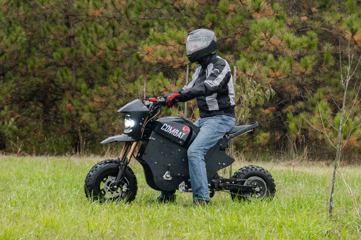 The Combat Ebike, set up for dirt riding – it is not street-legal