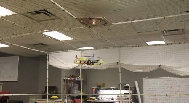 The quadrotor does not need to make physical contact with the device it is charging